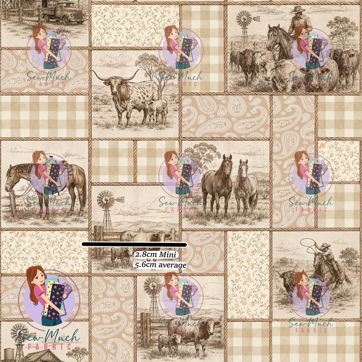 Western Patchwork Beige | Woven | Retail | Average Scale