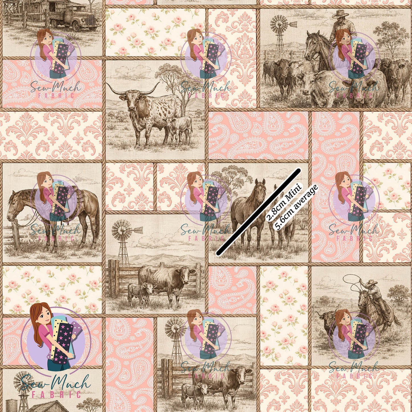 Western patchwork Pink | Knit | Retail | Average Scale