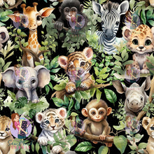 Load image into Gallery viewer, Jungle Animals Black | French Terry | Retail | Average scale