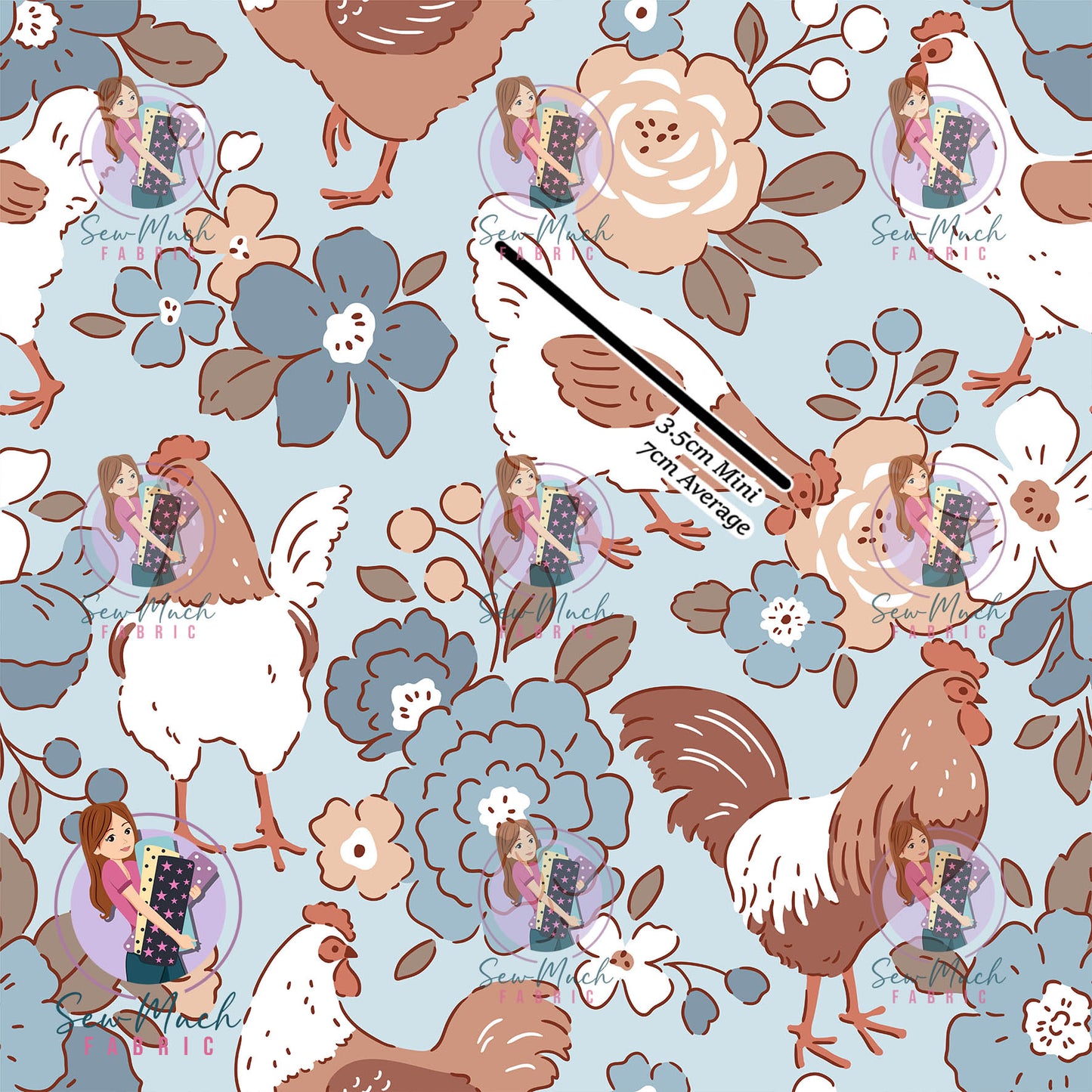 AUGUST Pre-Order (1): Floral Chickens Blue