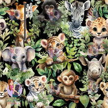 Load image into Gallery viewer, Jungle Animals Black | French Terry | Retail | Average scale