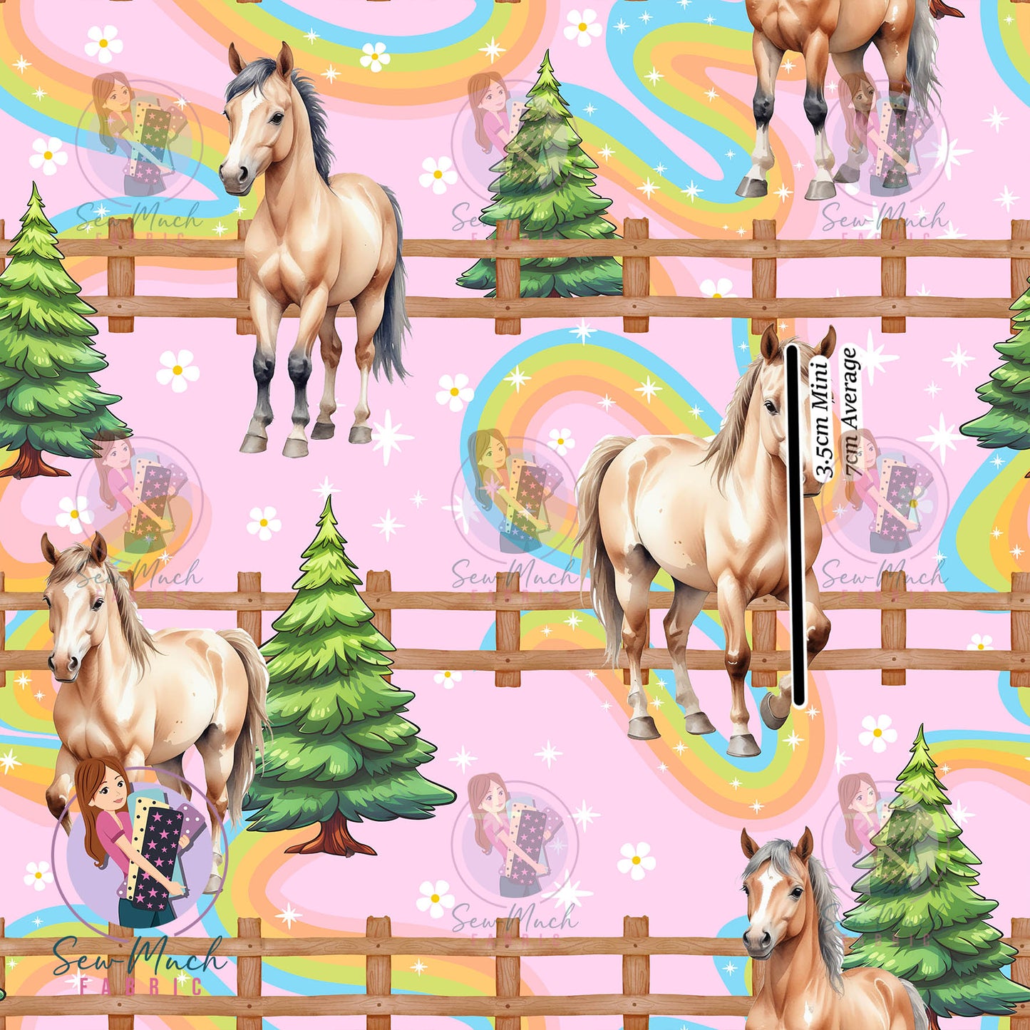Horses PINK | Woven | Retail | MINI Scale