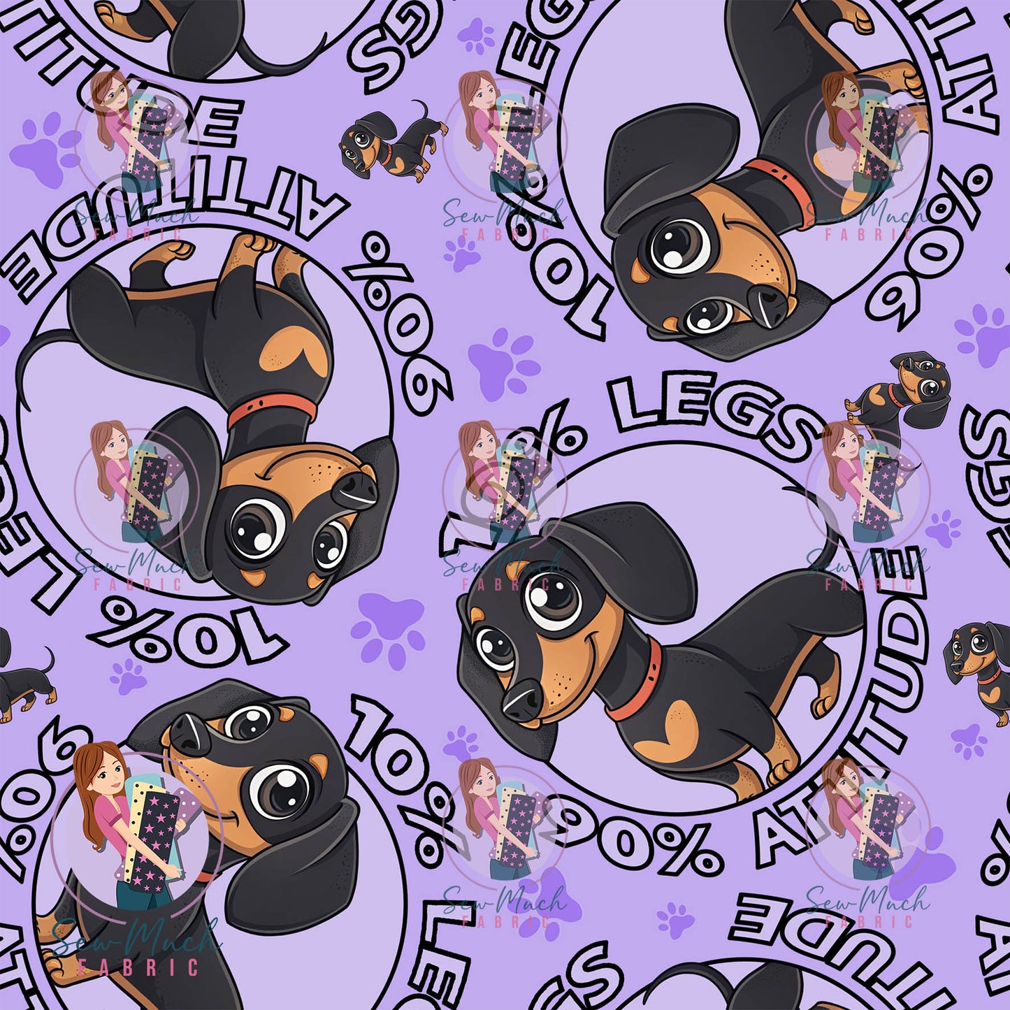 90% Attitude Dachshund Purple | Woven | Retail | Average Scale