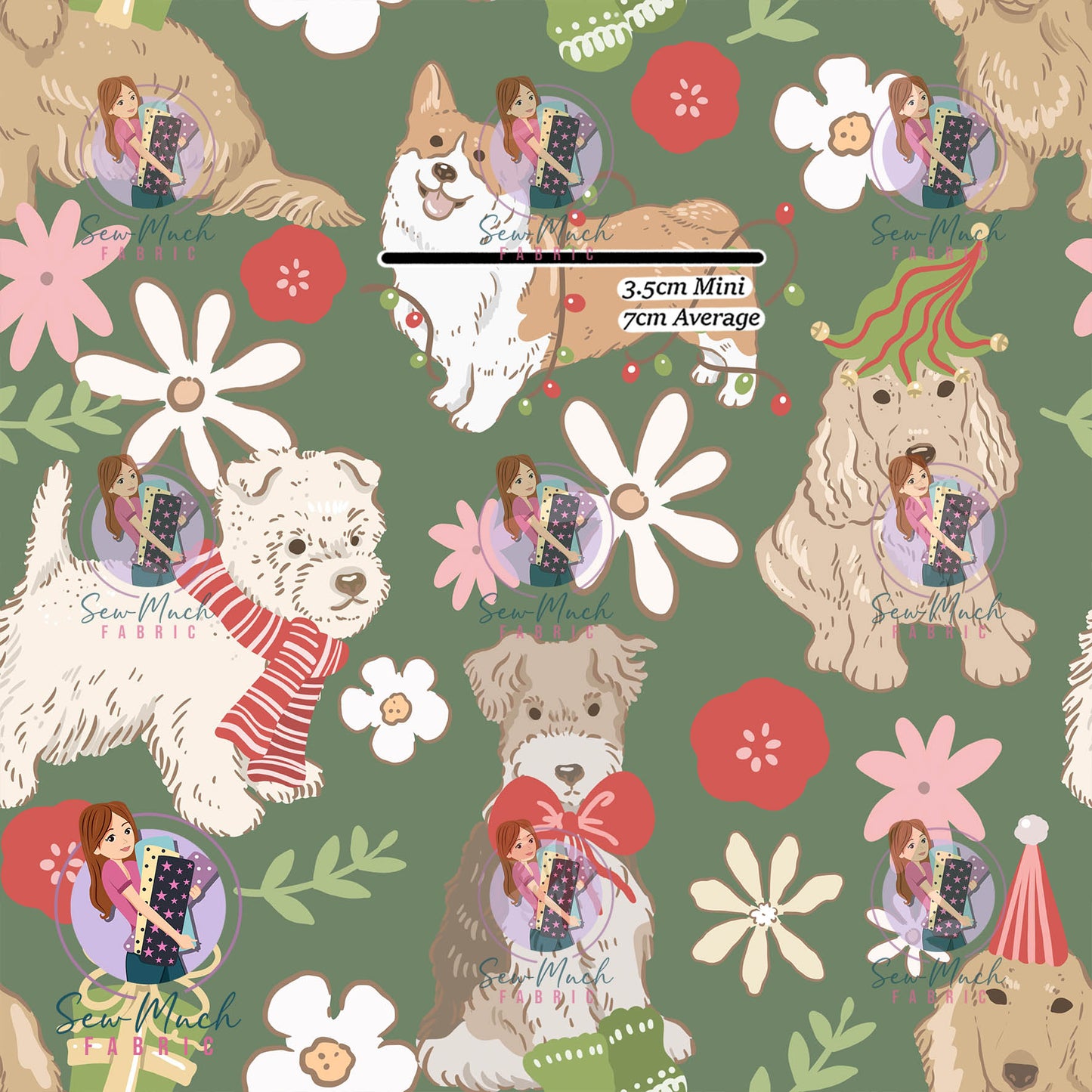 Christmas: Dogs Green | Woven | Retail | Average Scale