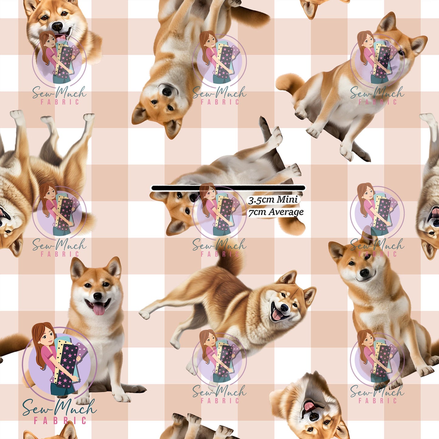 Shiba Inu Gingham | Woven | Retail | MINI Scale