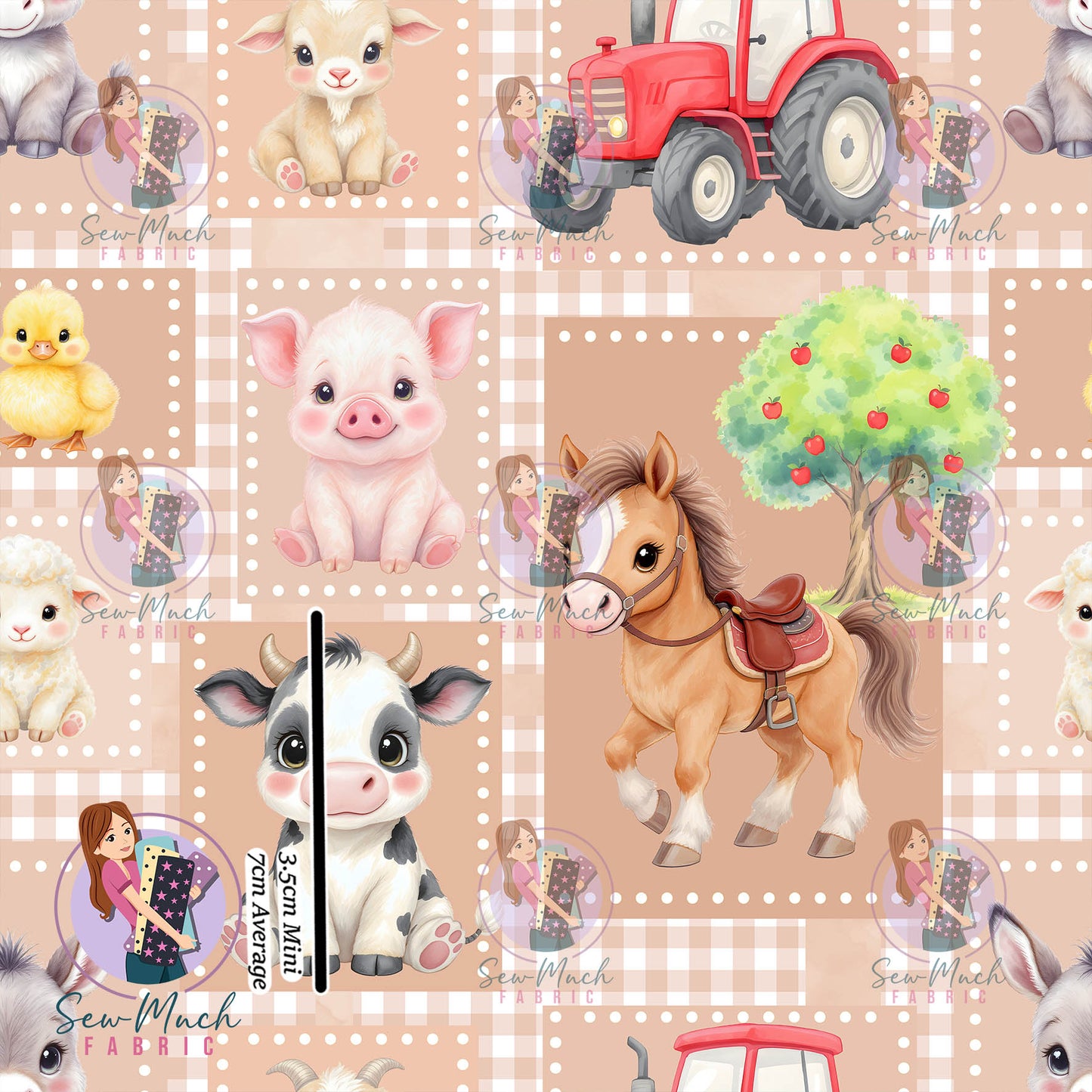 Farm Animals Brown Patchwork | Knit | Retail | Average Scale