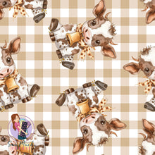 Load image into Gallery viewer, Unlimited Pre-Order: Cute Cows Tan Gingham