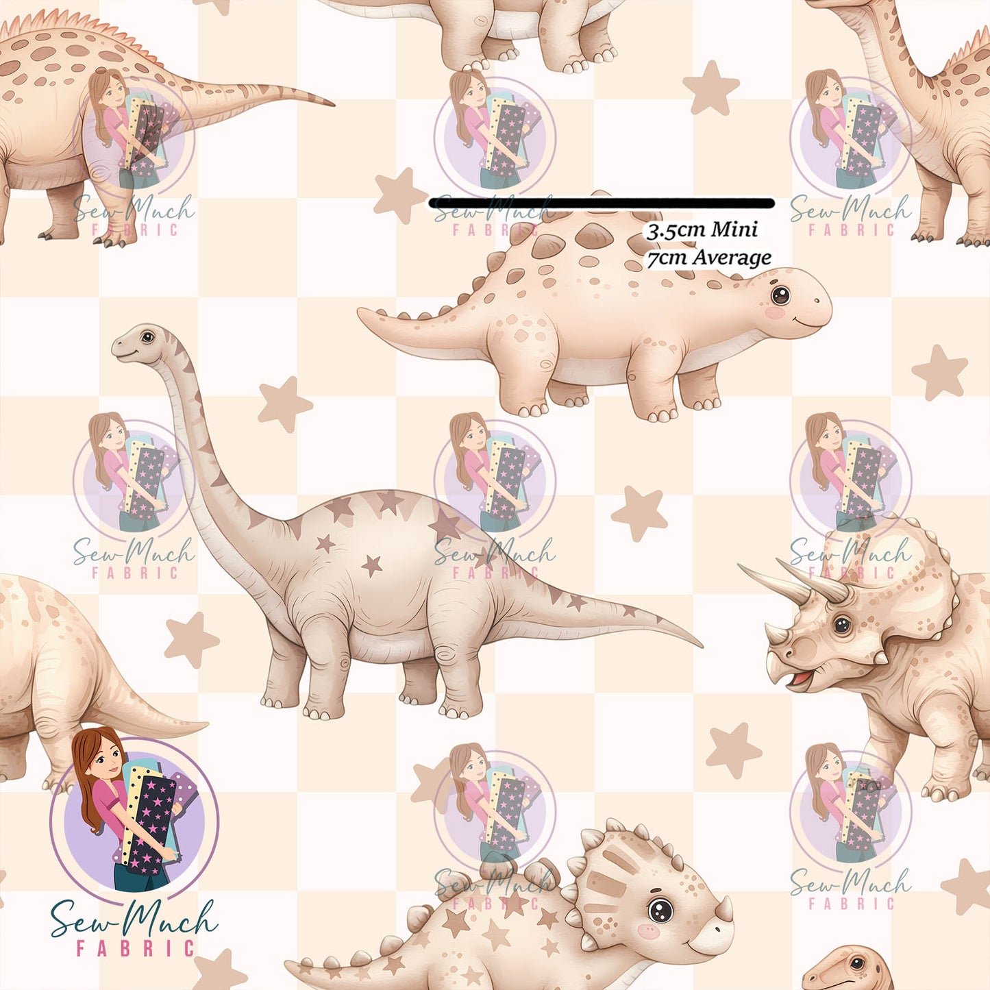 Dinosaur Star Beige | Woven | Retail | MINI Scale