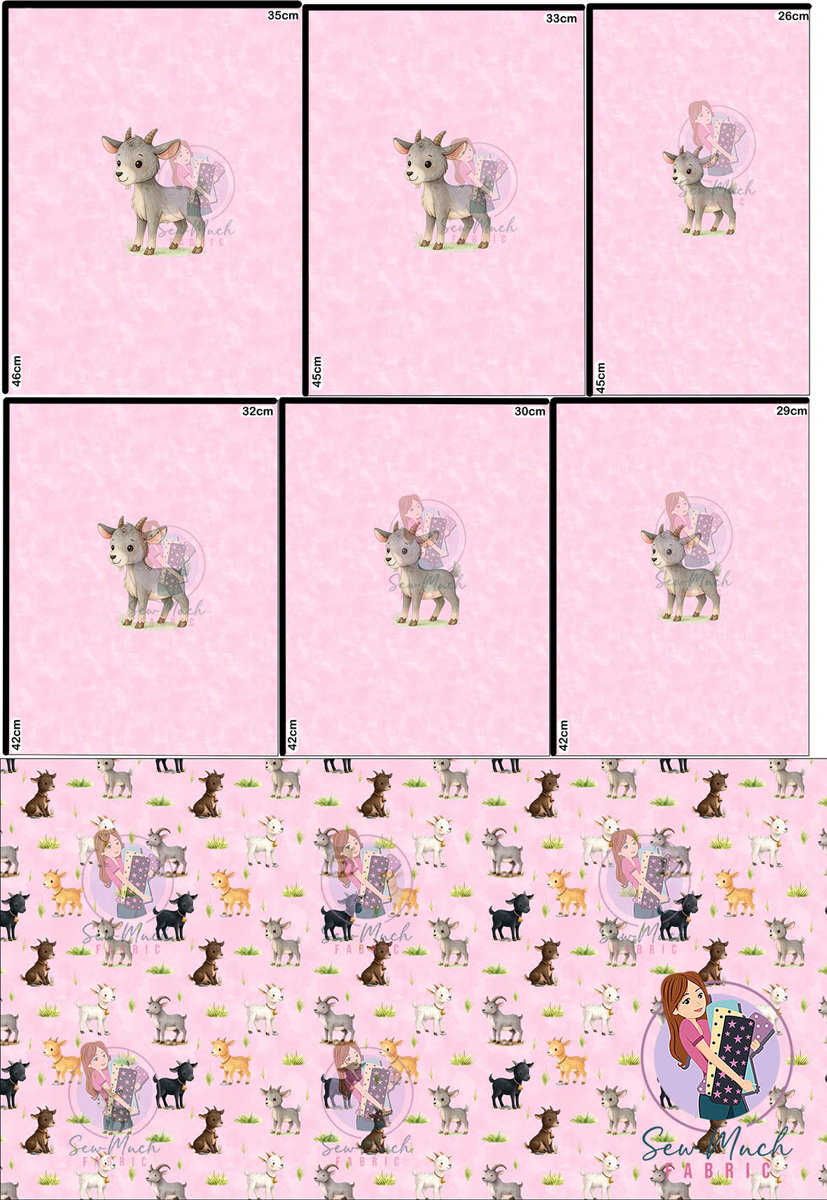 OCTOBER Pre-Order (2): Goats Pink 'PANEL FOR ROMPERS'