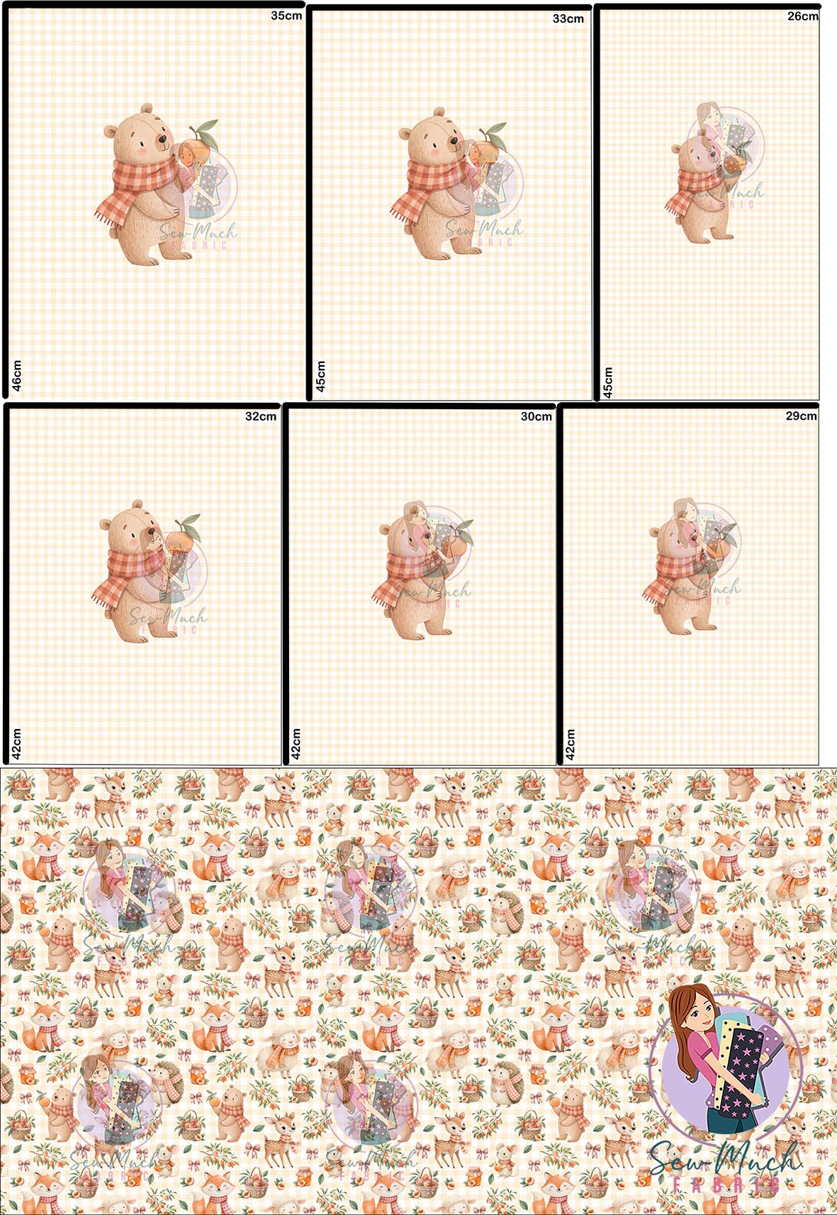 JULY Pre-Order (1): Peach Gingham 'PANEL FOR ROMPERS'
