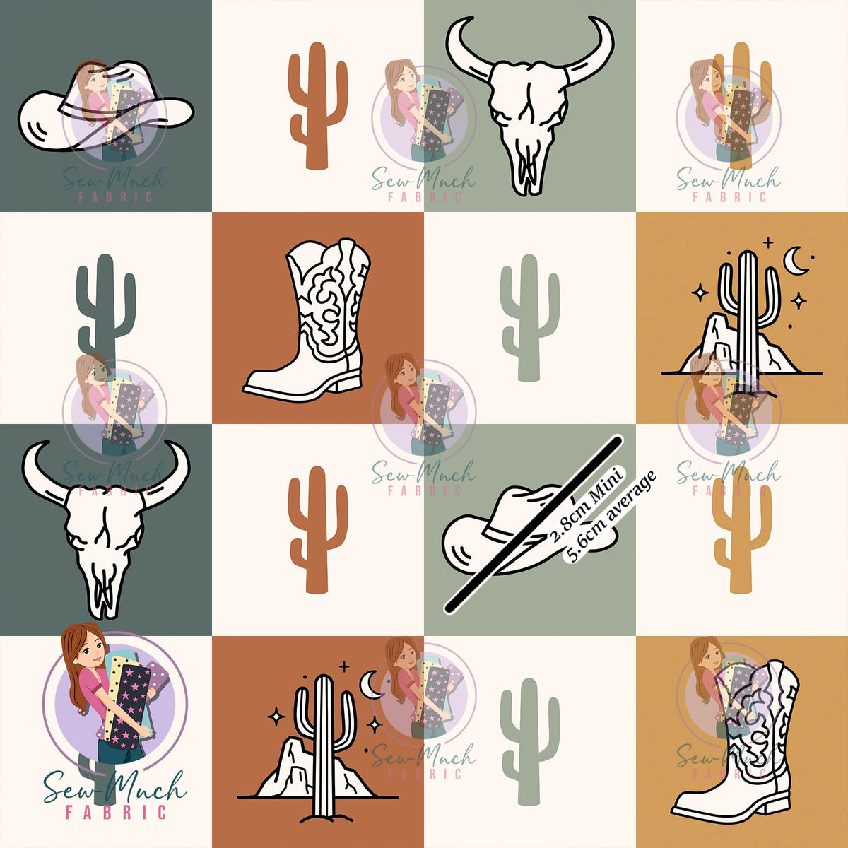 Western Patchwork Cactus | Canvas | Retail | Average Scale