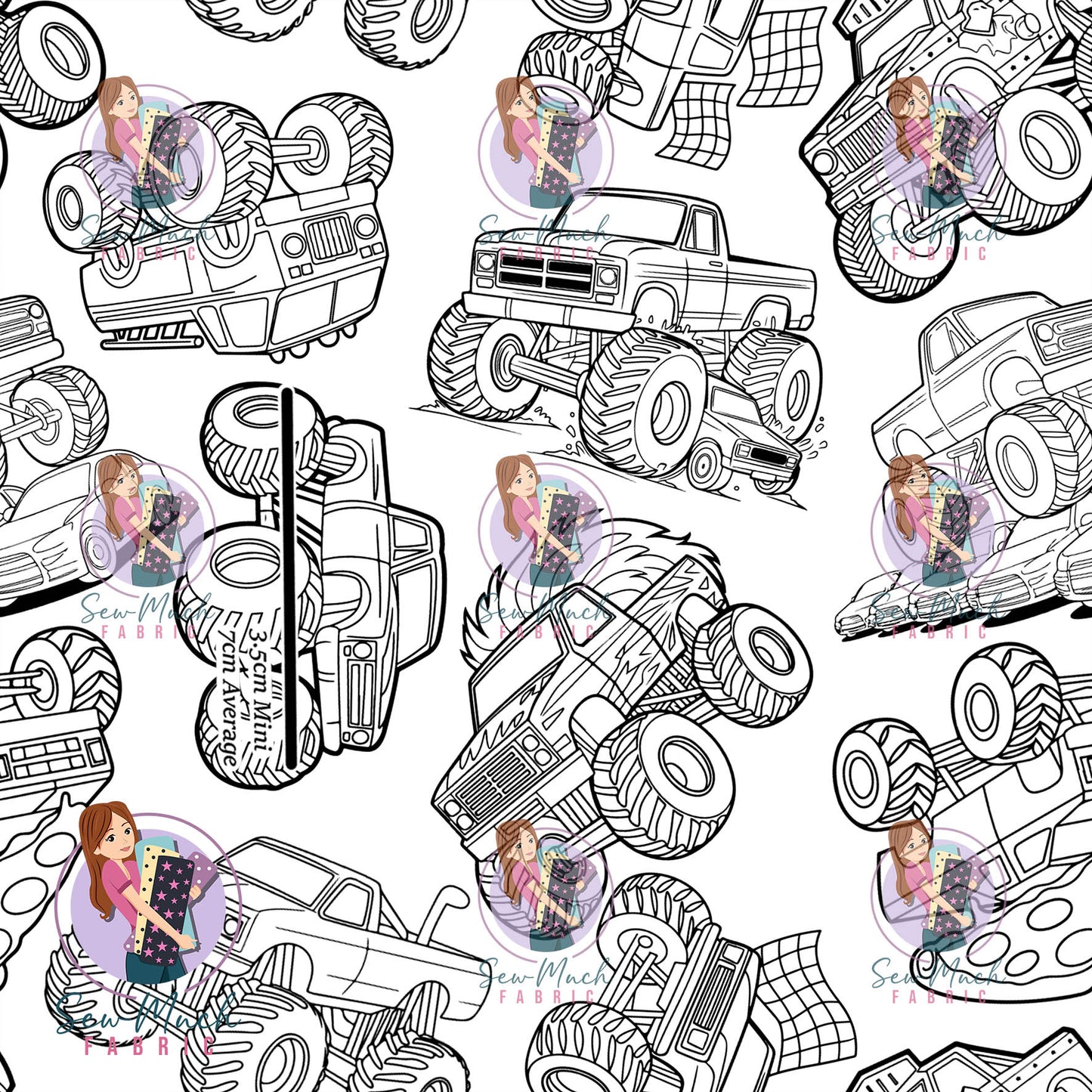 Colour In Monster Trucks | Canvas | Retail | Average Scale