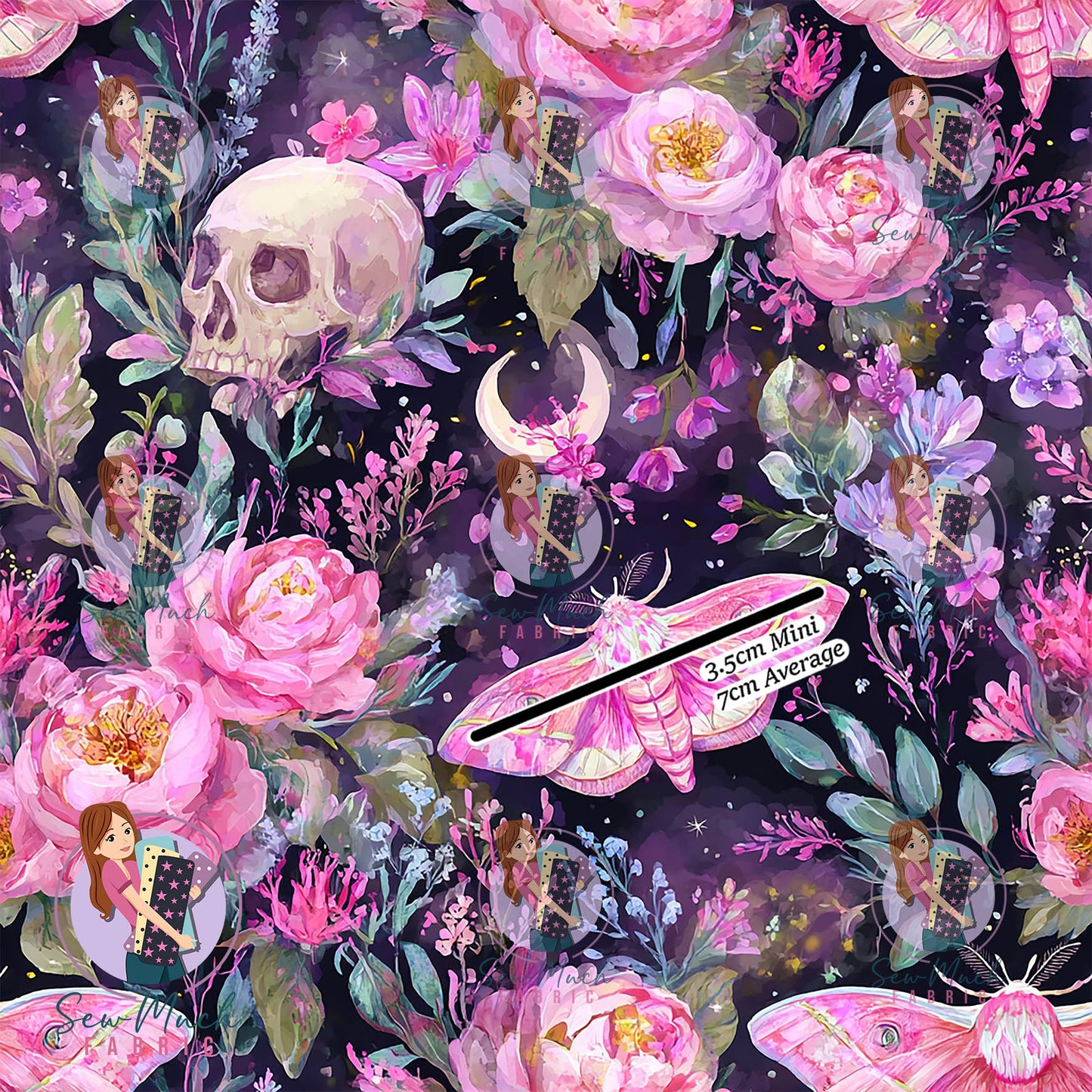 Pink Floral Moth Moonlight | Knit | Retail | Average Scale