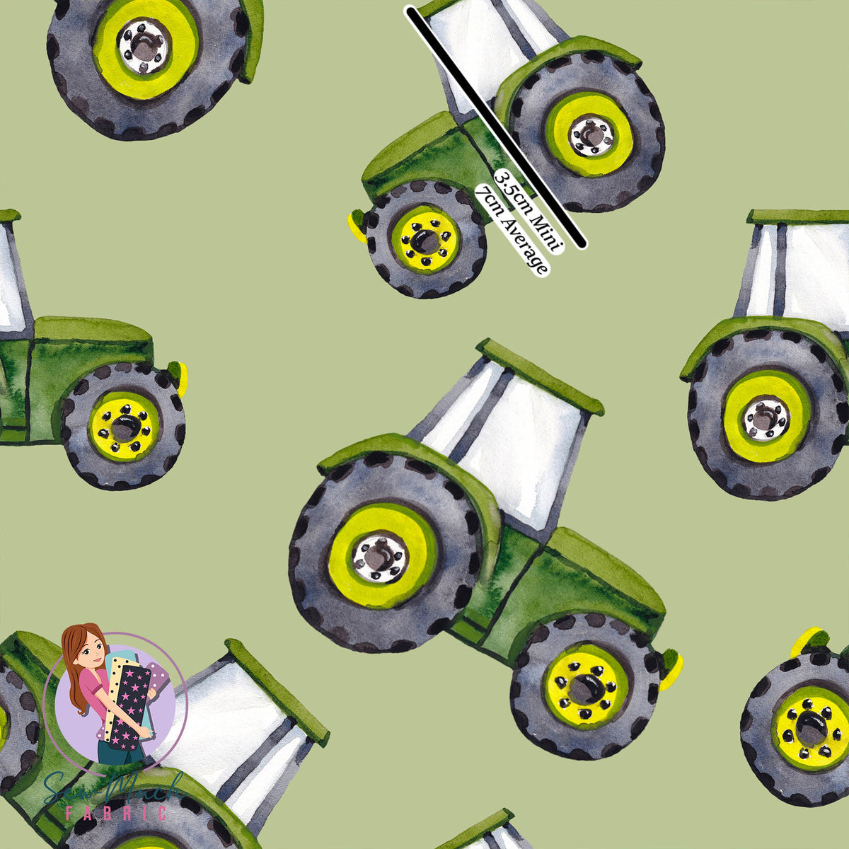 Green Tractor Watercolour | Woven | Retail | Average Scale