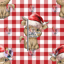 Load image into Gallery viewer, Christmas: Highland Cow Red Gingham | Knit | Retail | MINI Scale