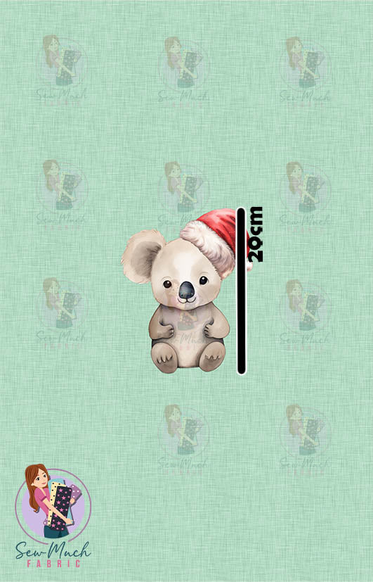 Christmas Koala Green | PANEL | Retail | Cotton Woven
