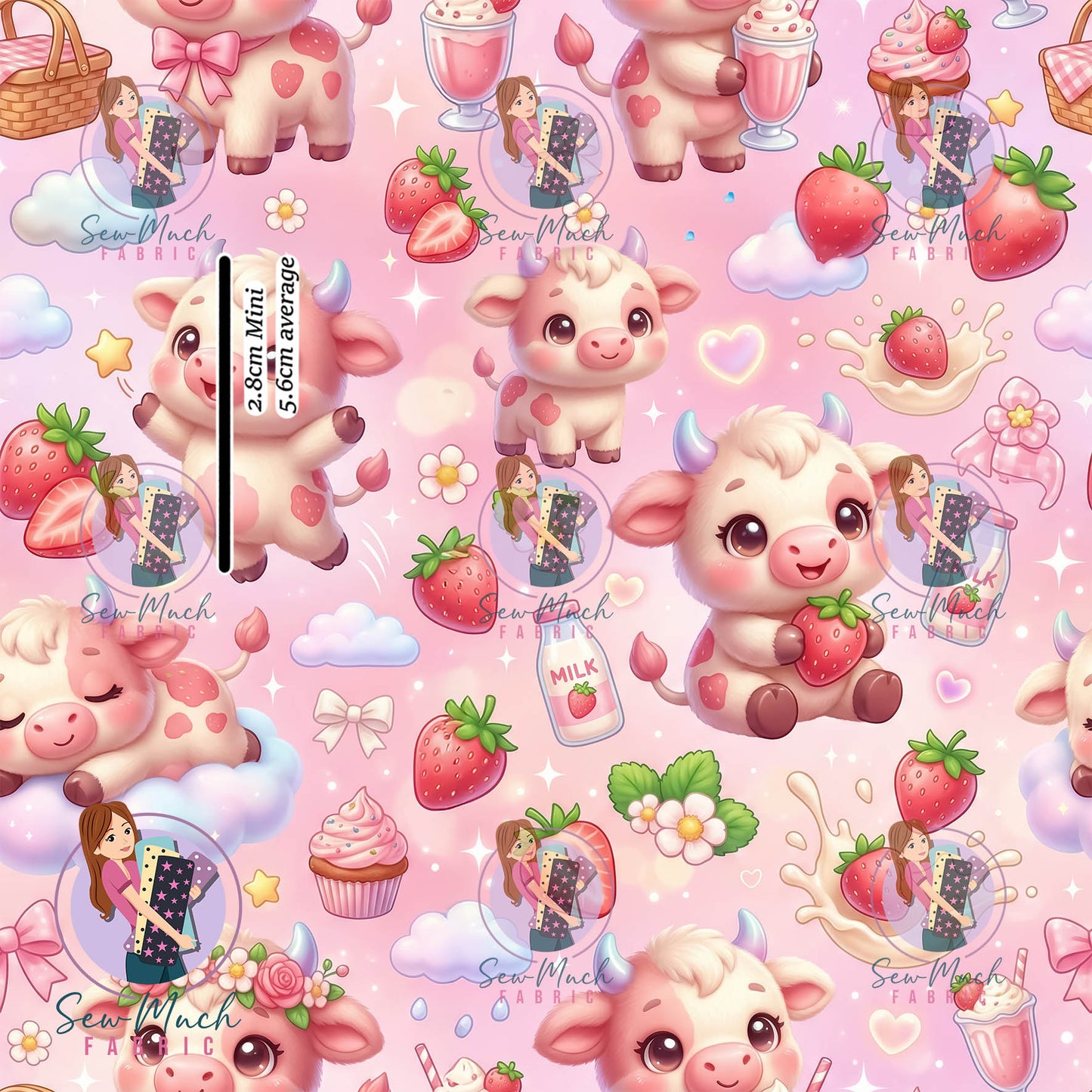 Strawberry Cows | Woven | Retail | MINI Scale
