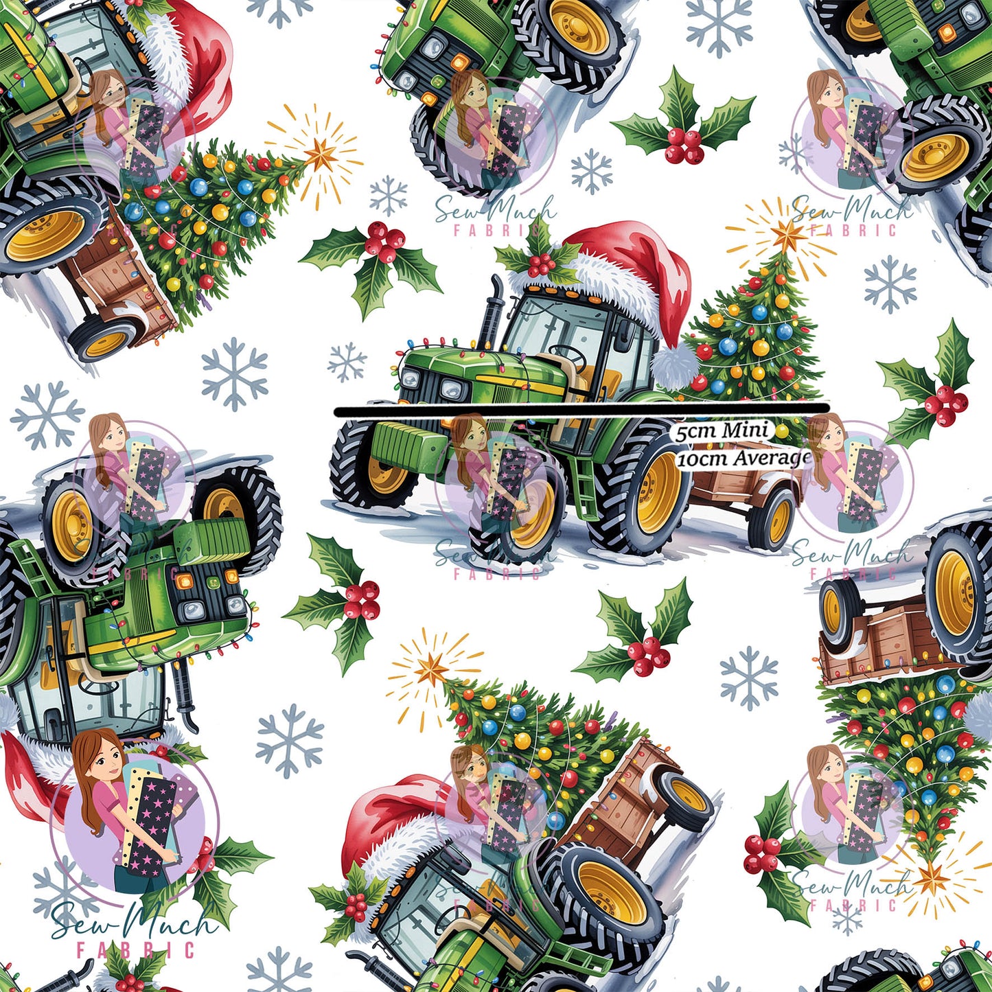 Christmas: Tractor White | Woven | Retail | Average Scale