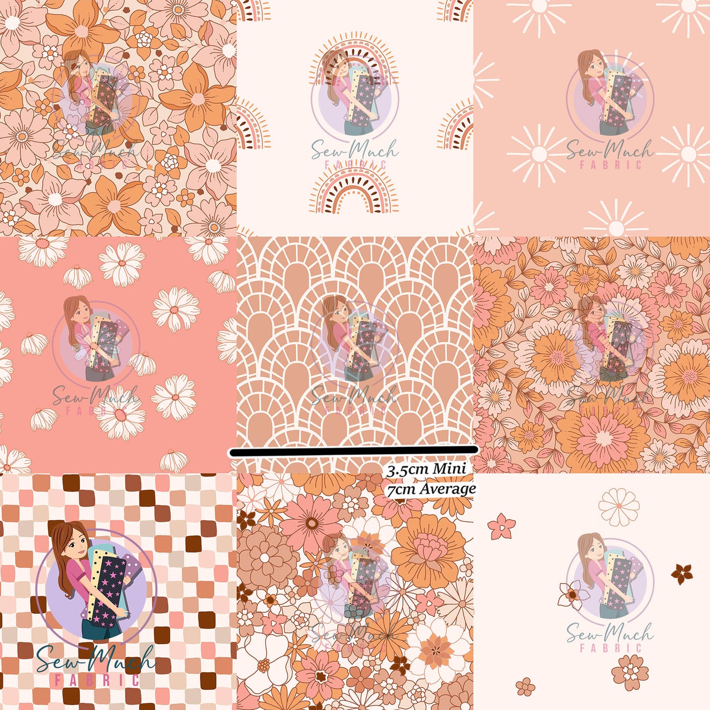 Peach/Pink Patchwork | Bamboo | Retail | Average Scale