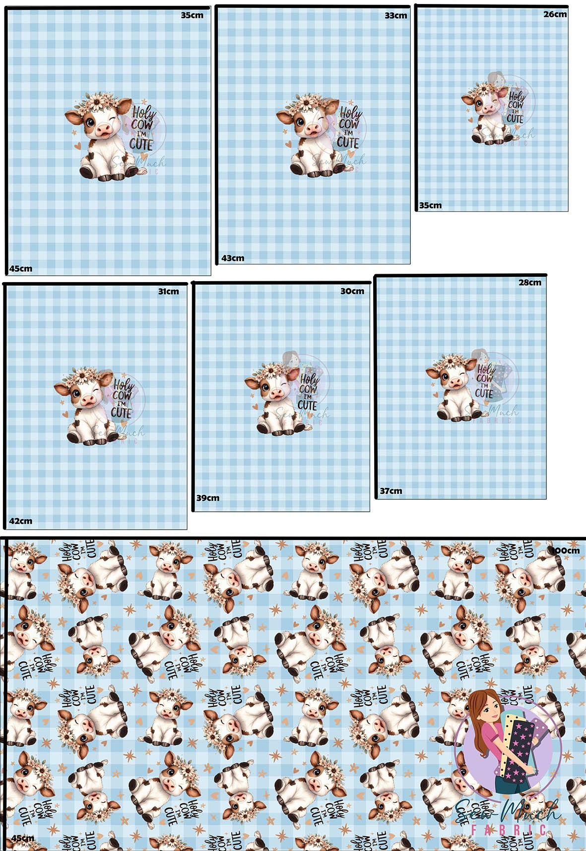 Unlimited Pre-Order: Holy Cow I'm Cute Blue 'PANEL FOR ROMPERS'
