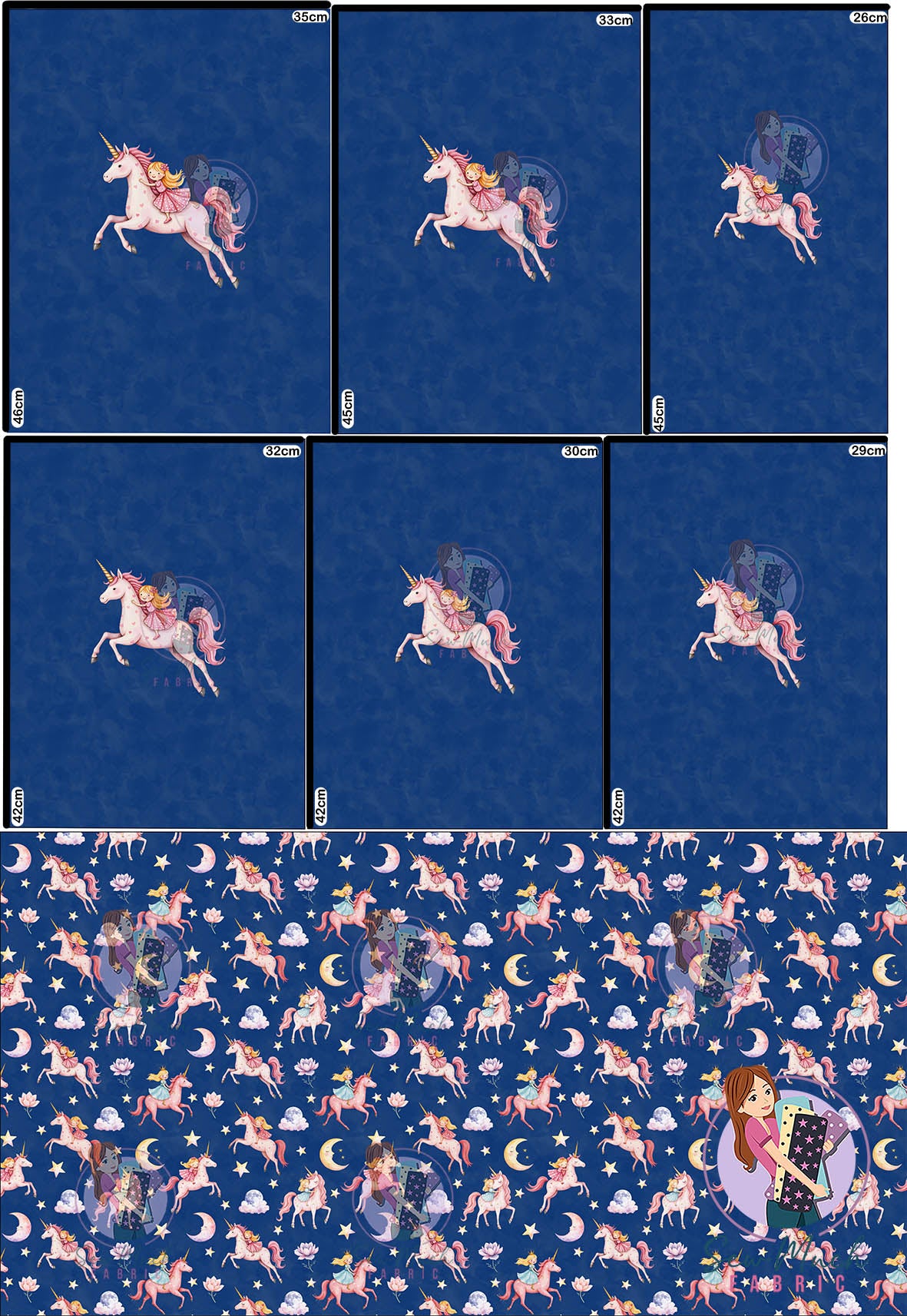 JULY Pre-Order (1): Unicorn Navy 'PANEL FOR ROMPERS'