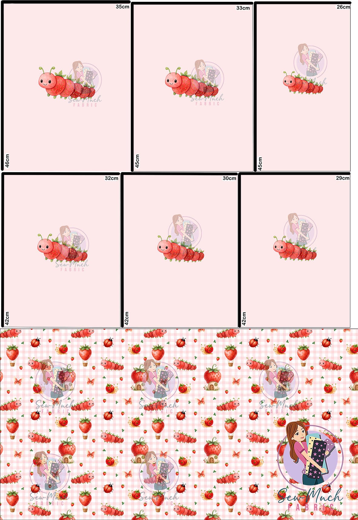 OCTOBER Pre-Order (2): Strawberry Animals Pink 'PANEL FOR ROMPERS'