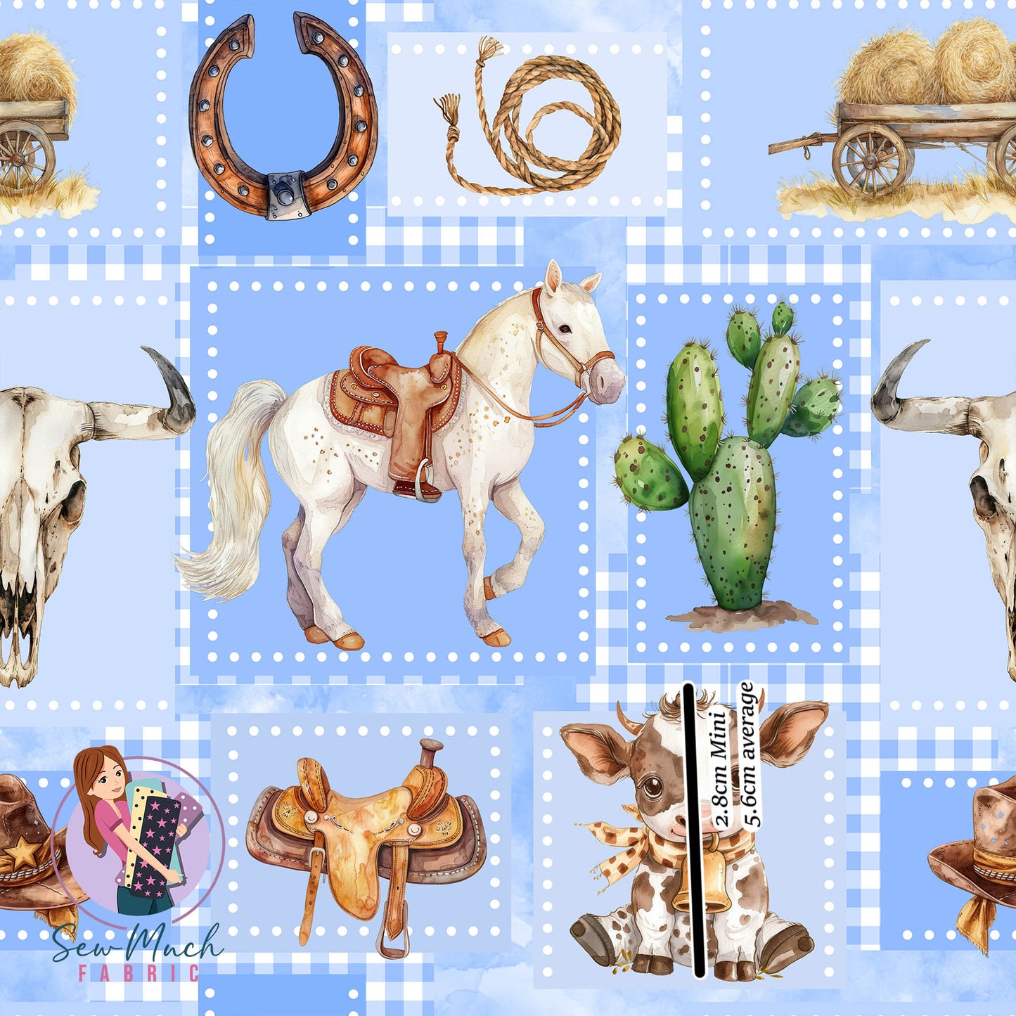 Farm Animals Patchwork Blue | Knit | Retail | Average Scale