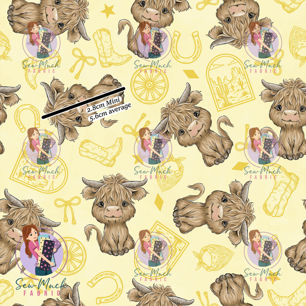 Highland Cow Yellow Western | Woven | Retail | Average Scale