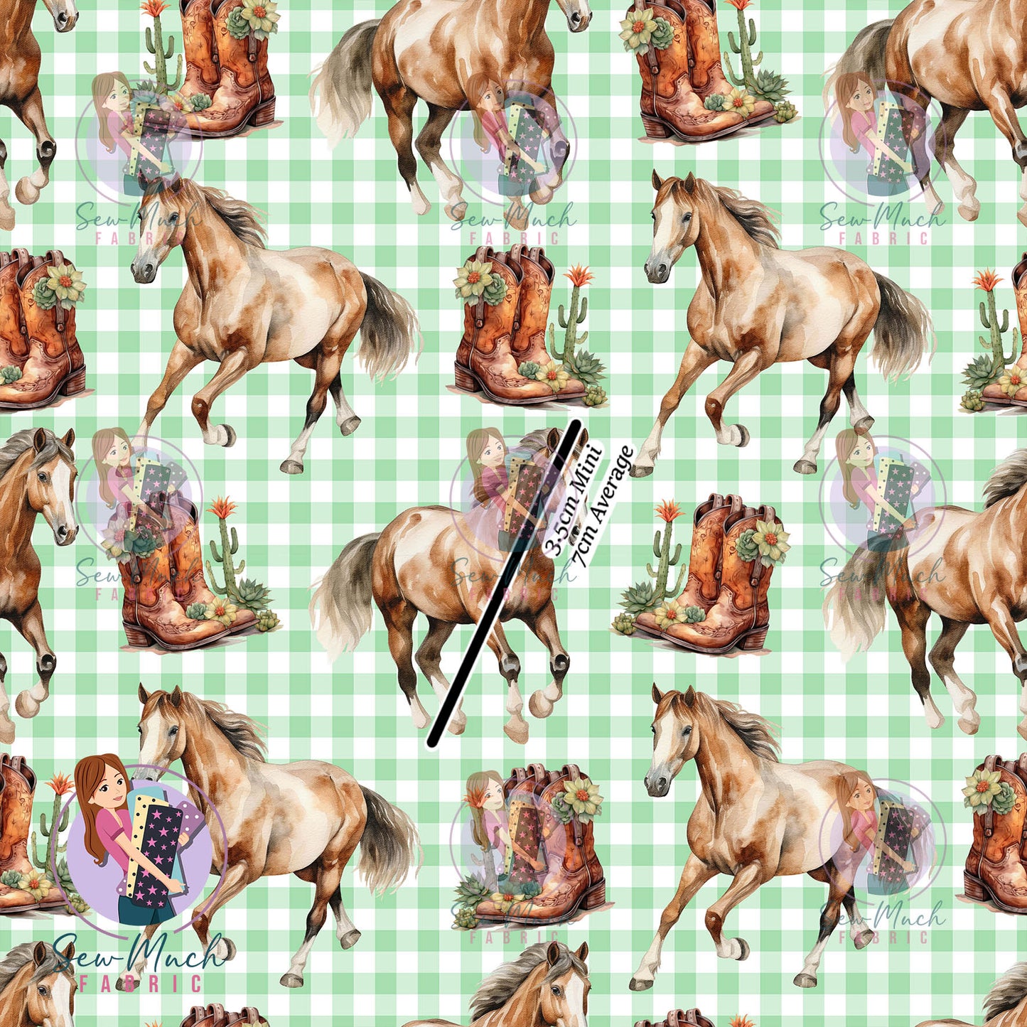 Unlimited Pre-Order: Horses Green Gingham