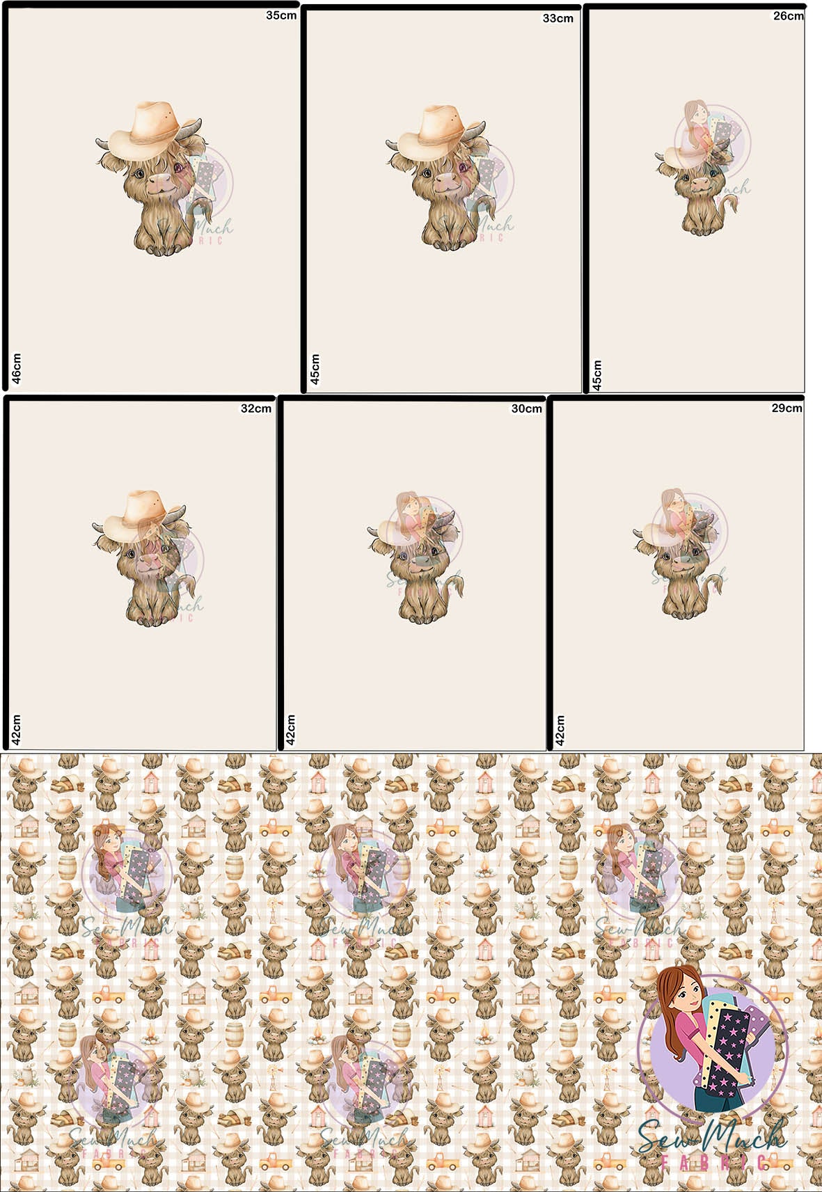 SEPTEMBER Pre-Order (1): Highland Cow Aussie Outback 'PANEL FOR ROMPERS'
