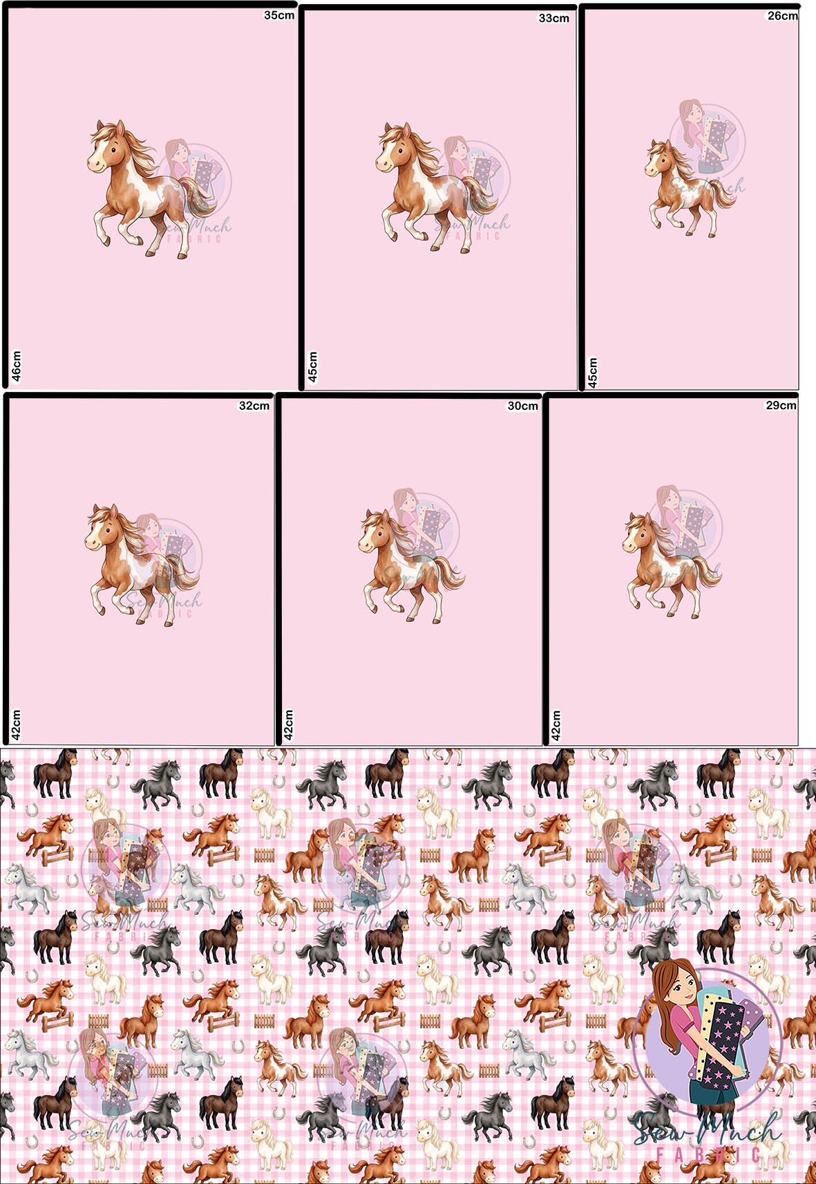 OCTOBER Pre-Order (2): Horses Pink 'PANEL FOR ROMPERS'