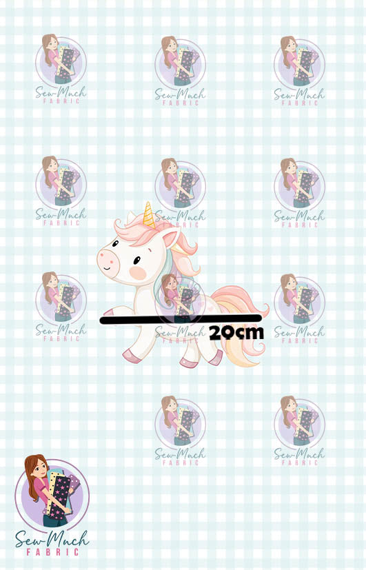 JULY Pre-Order (1): Unicorn Blue Gingham PANEL
