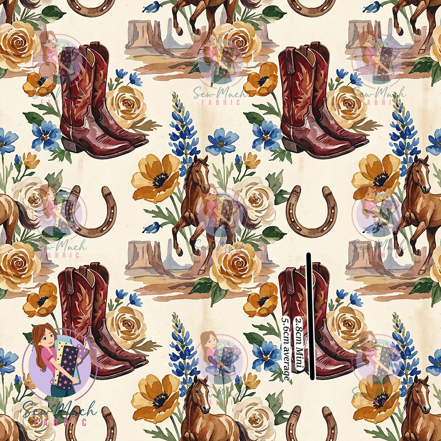 Floral Horses & Boots | Woven | Retail | Average Scale