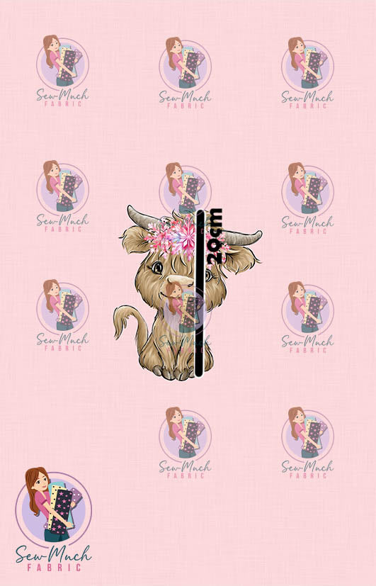 CHRISTMAS Pre-Order: Highland Cow Pink Nutcracker PANEL