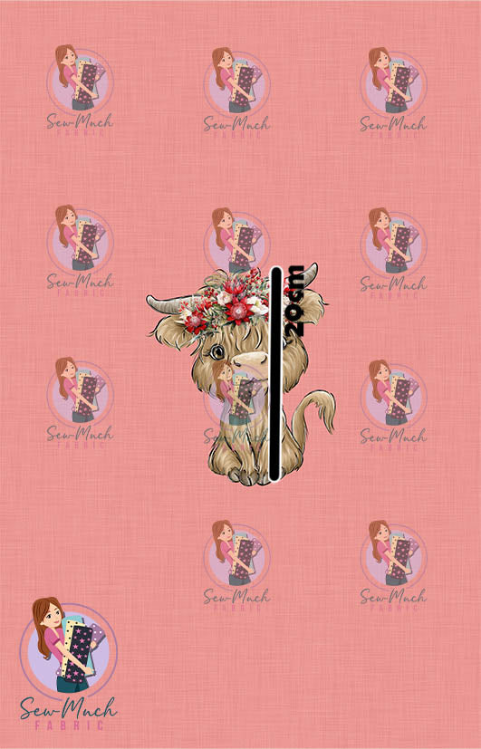 CHRISTMAS Pre-Order: Highland Cow Aussie Floral PANEL