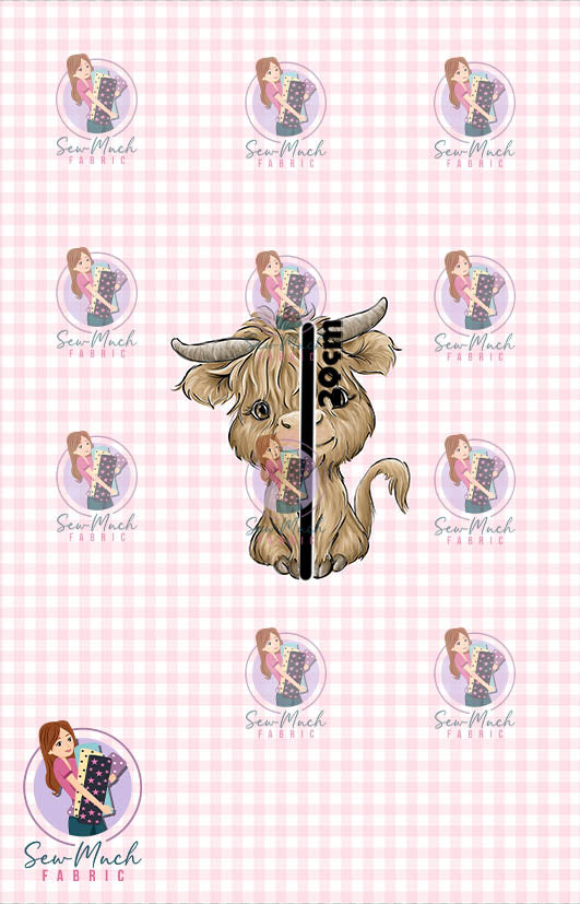 CHRISTMAS Pre-Order: Highland Cow Pink PANEL