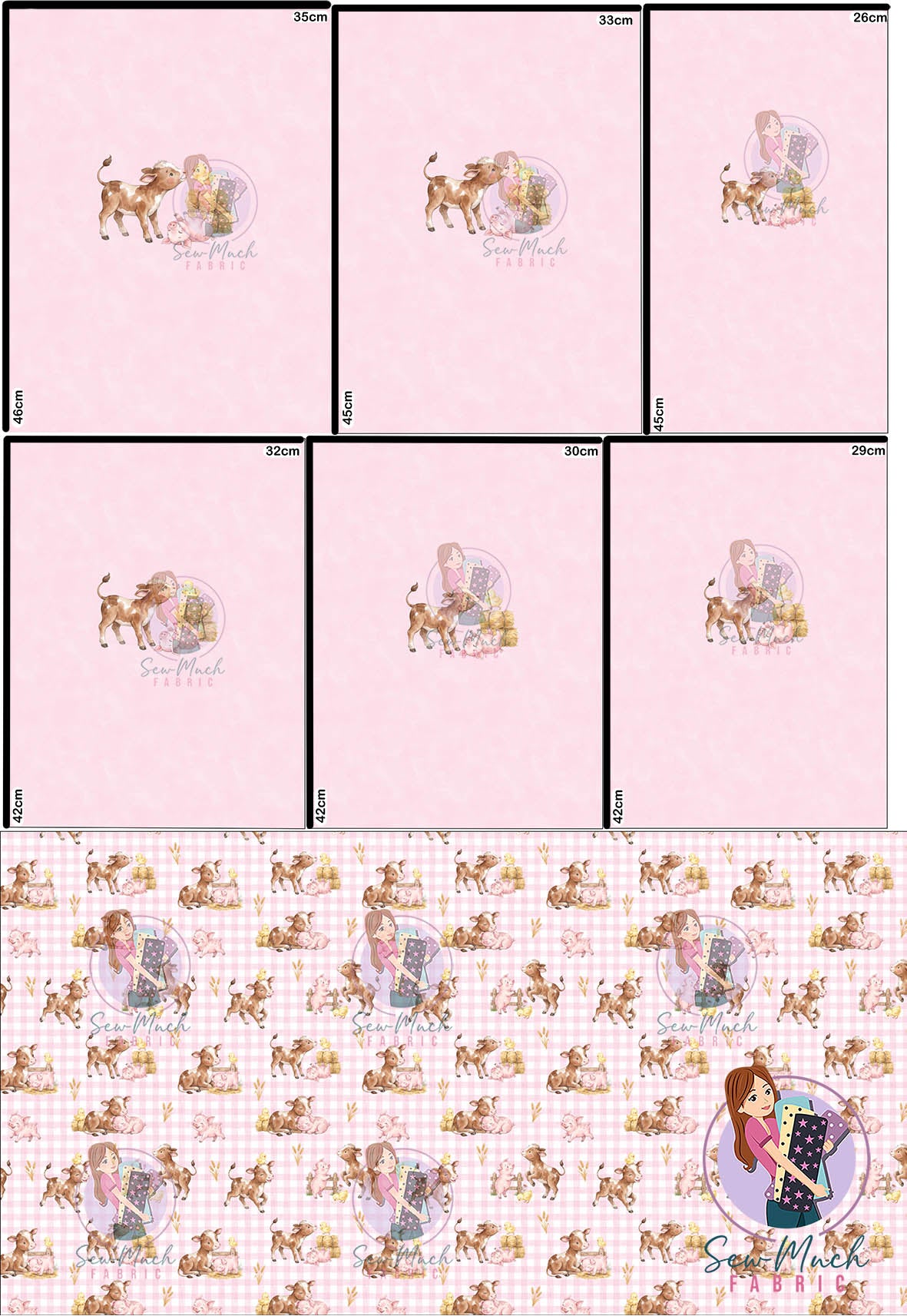 OCTOBER Pre-Order (1): Farm Friends Pink 'PANEL FOR ROMPERS'