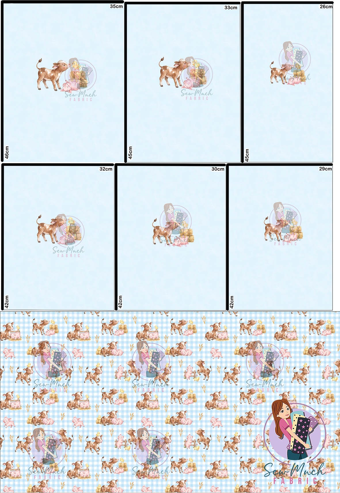 OCTOBER Pre-Order (1): Farm Friends Blue 'PANEL FOR ROMPERS'