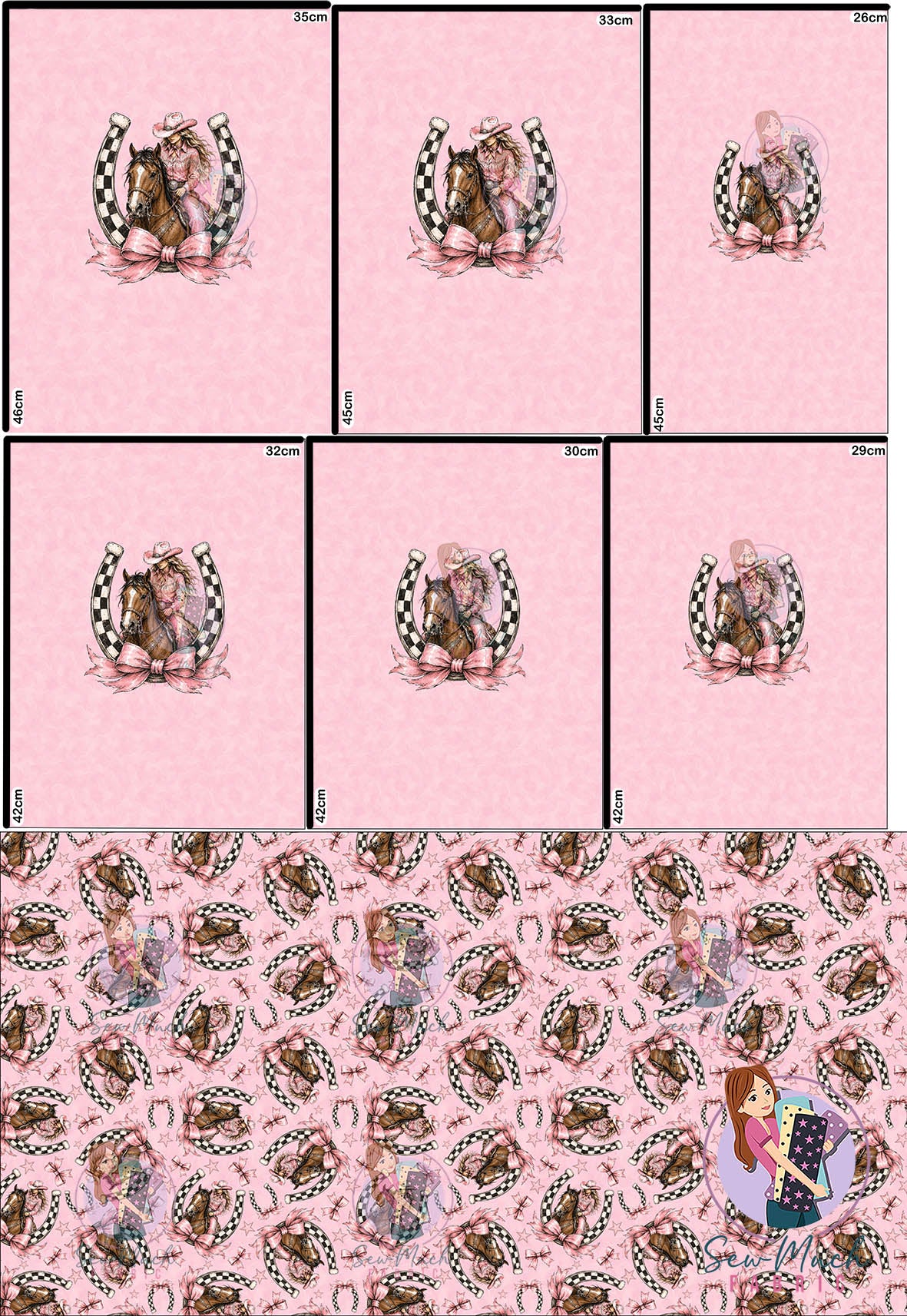 JULY Pre-Order (1): Horseshoe Pink 'PANEL FOR ROMPERS'