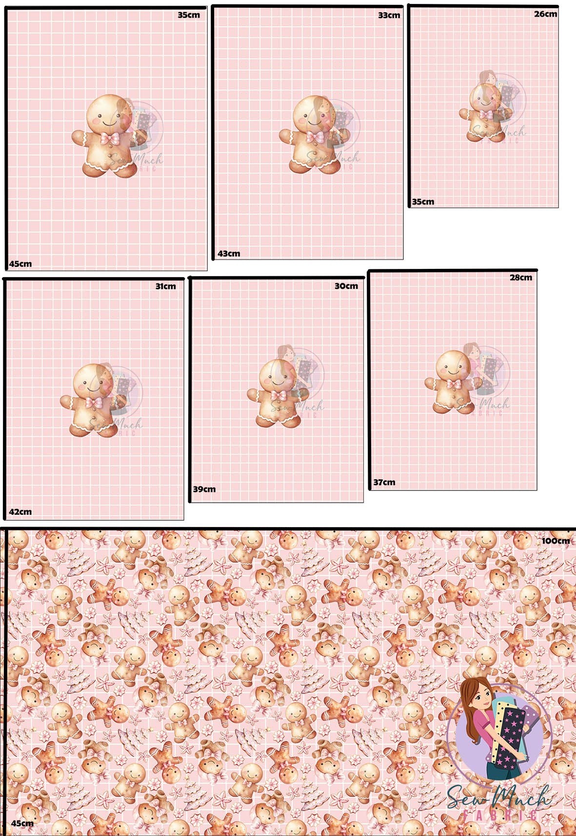 CHRISTMAS Pre-Order: Gingerbread Pink 'PANEL FOR ROMPERS'