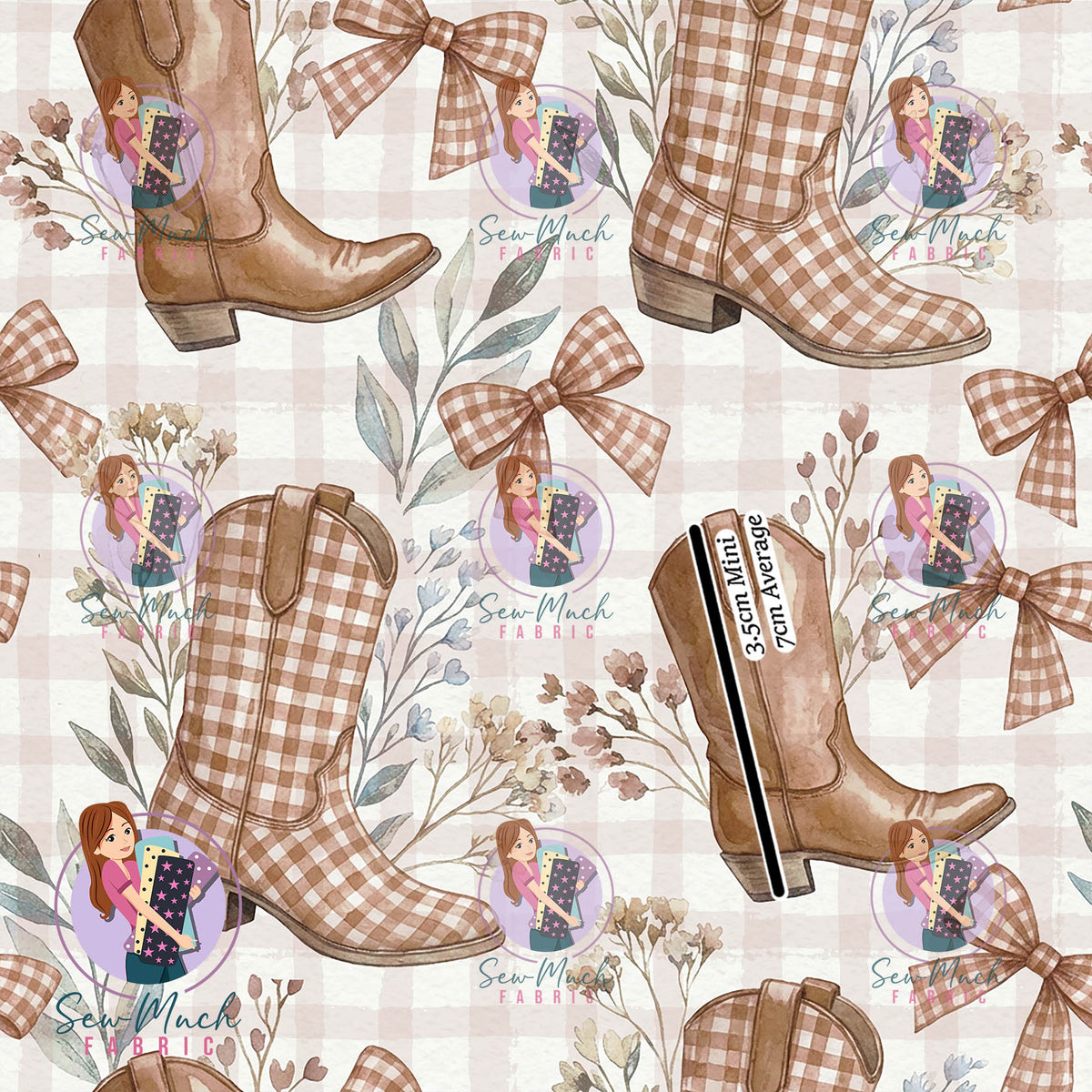 Cowgirl Boots Gingham | Woven | Retail | Average Scale