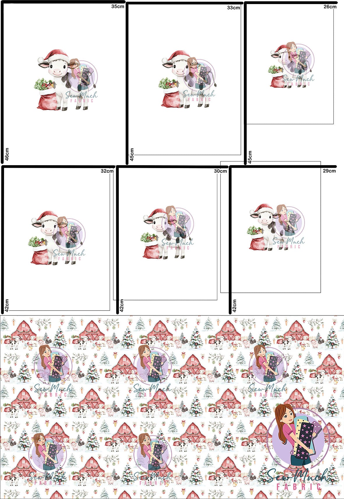 CHRISTMAS Pre-Order: Christmas Winter Farm 'PANEL FOR ROMPERS'