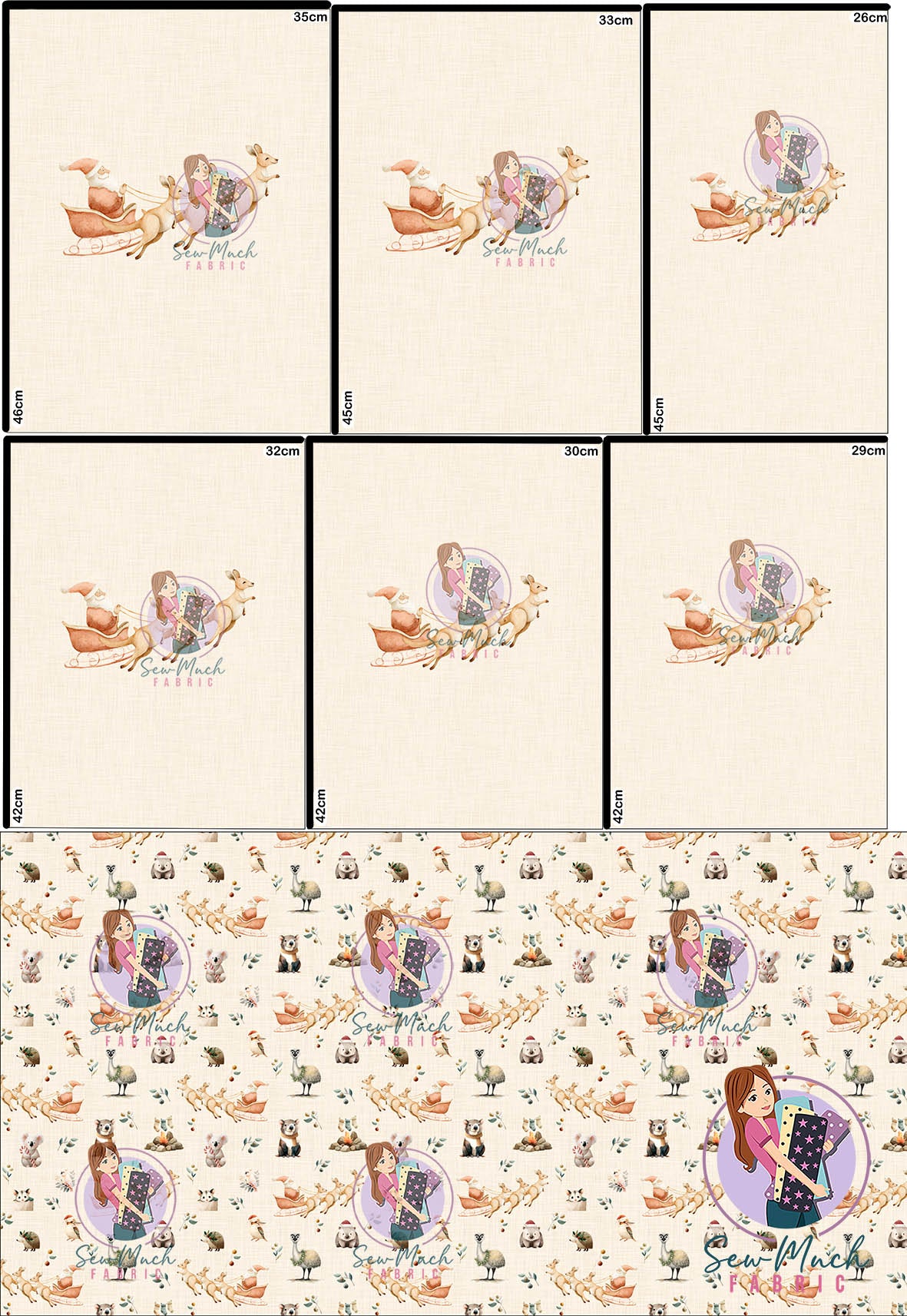 CHRISTMAS Pre-Order: Roo-dolph's Christmas Run Beige 'PANEL FOR ROMPERS'