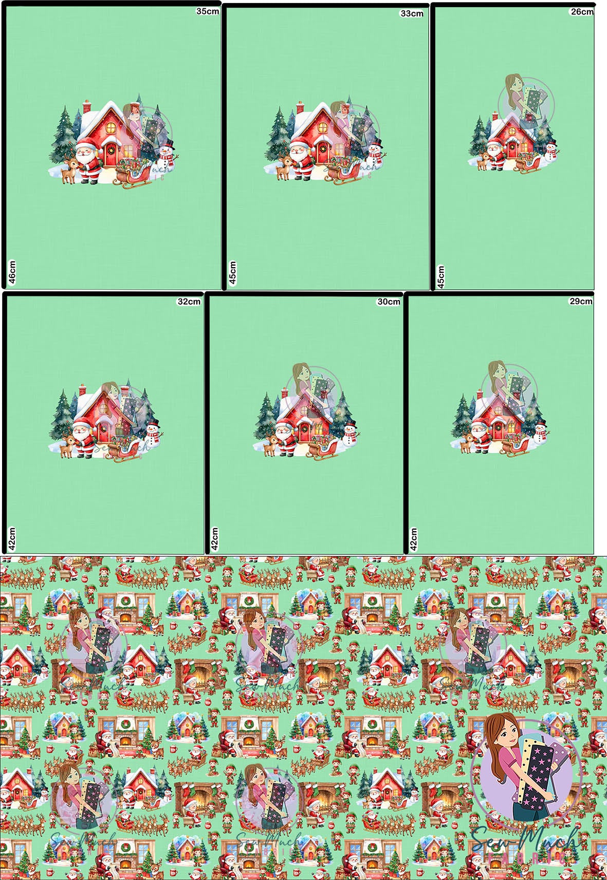 CHRISTMAS Pre-Order: Santa's Workshop Green 'PANEL FOR ROMPERS'