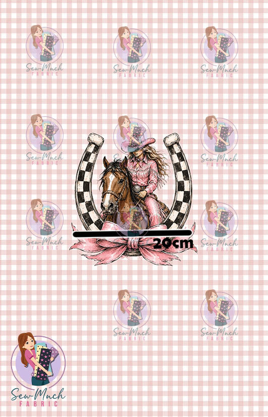 JULY Pre-Order (1): Horseshoe Pink Gingham PANEL