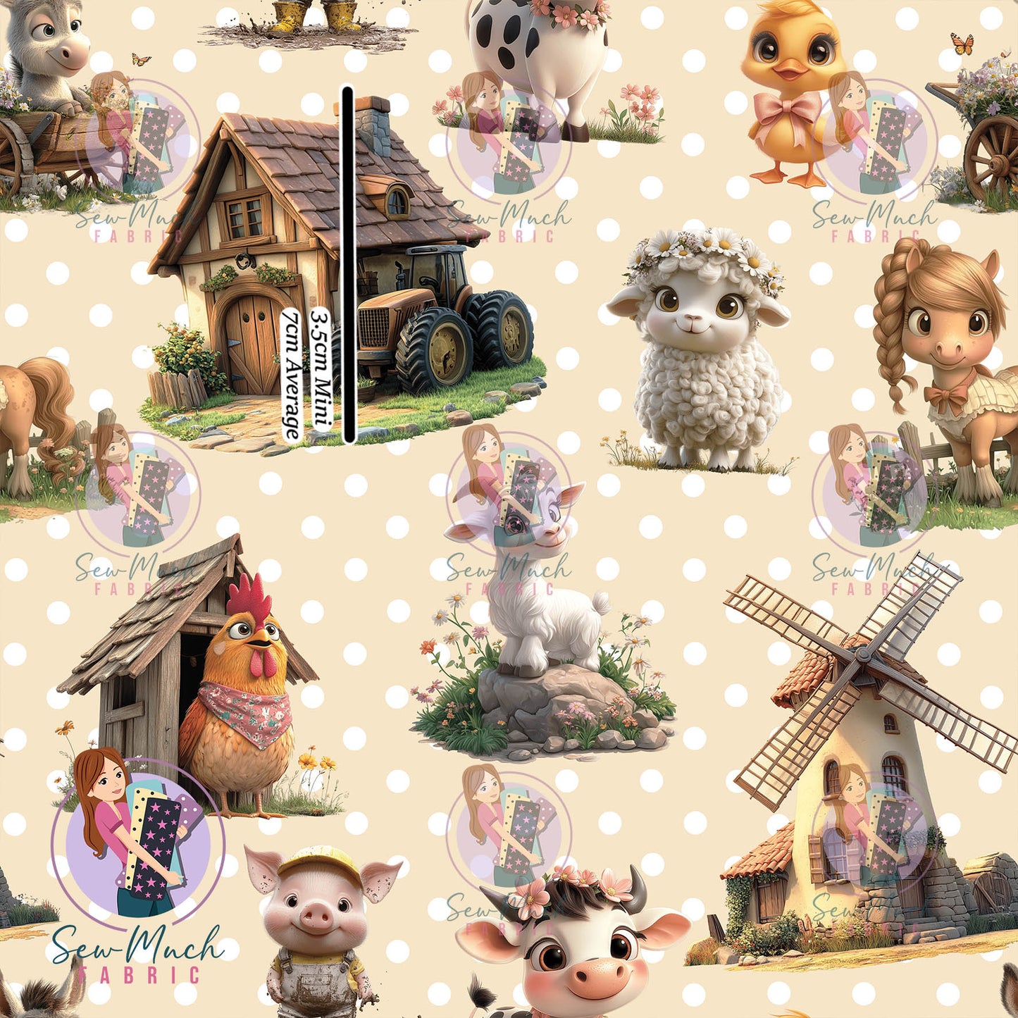 Farm Animals Beige | Knit | Retail | Average Scale