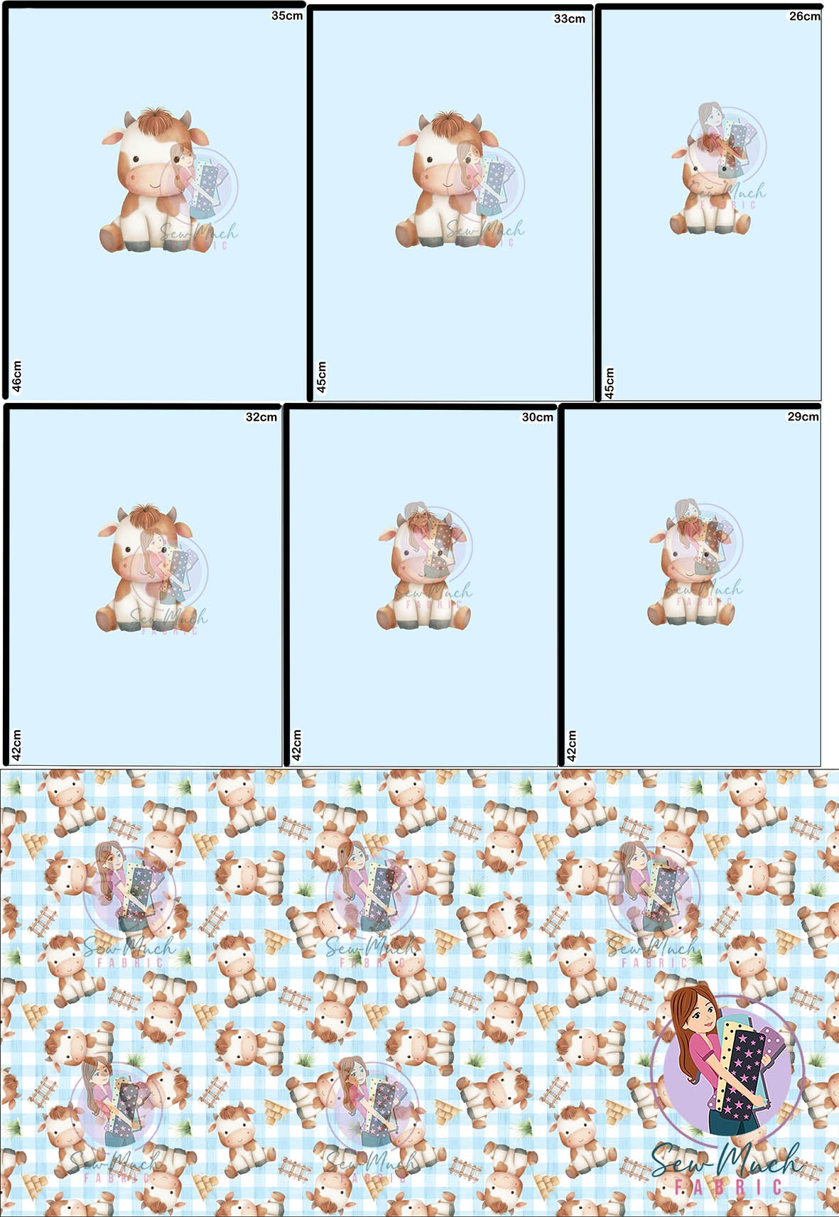 SEPTEMBER Pre-Order (1): Cow Blue 'PANEL FOR ROMPERS'