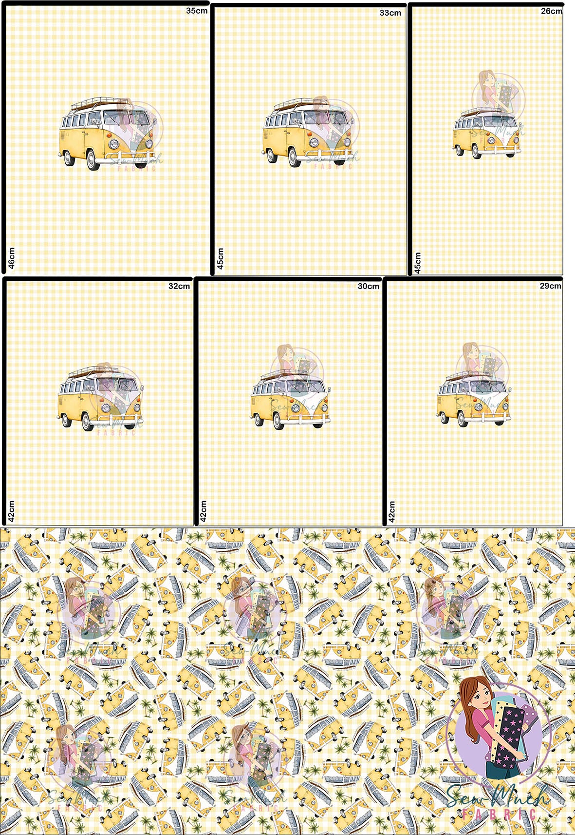 JULY Pre-Order (1): Retro Camper Yellow 'PANEL FOR ROMPERS'