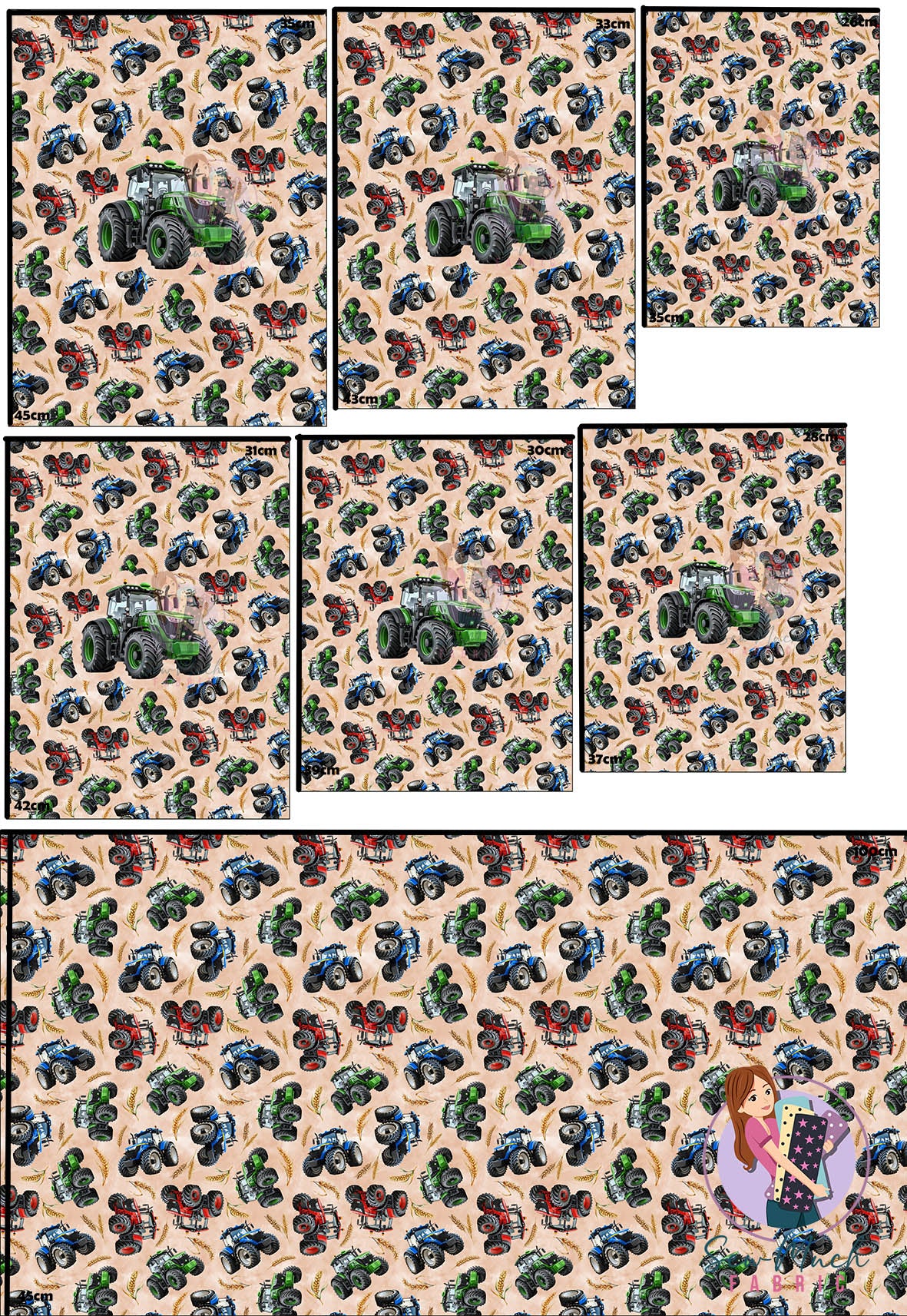 Unlimited Pre-Order: Tractors Assorted 'PANEL FOR ROMPERS'