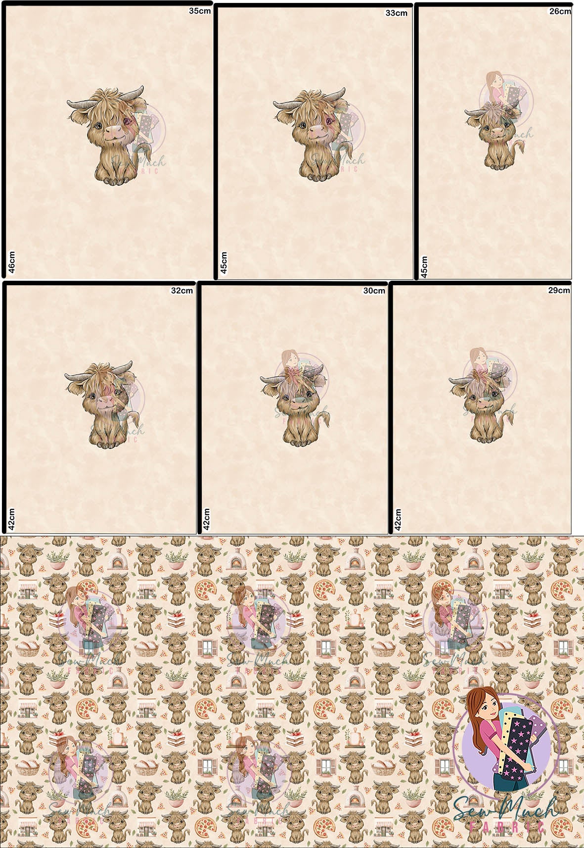 SEPTEMBER Pre-Order (1): Highland Cow Italia 'PANEL FOR ROMPERS'
